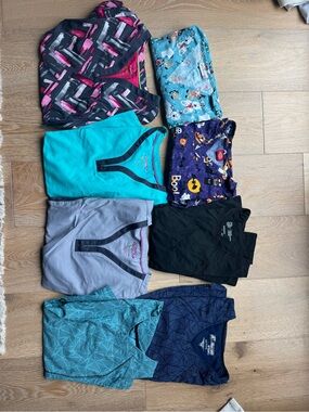 Mixed Scrub Tops Bundle - Teal, Black, Gray, Purple, Aqua, Navy, Pink Accents